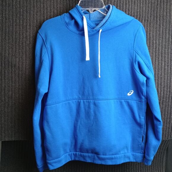 Asics Men Pullover Drawstring Hoodie Blue - Picture 1 of 7